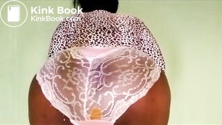 Sexy Chubby African Girl Pink Lace Panty Poop