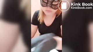 Scat girl in public toilet..
