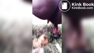 KE Ebony Girl Pooping Outside