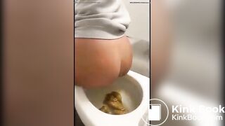 Lady having diarrhea multiple times in her toilet