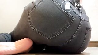 Sexy Hot White Teen Girl Soils Her Grey Jeans