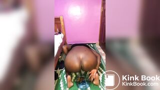 my sexy african girl pooping in a bucket