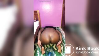 my sexy african girl pooping in a bucket