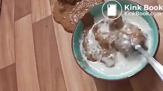 Hot girl making shit cereal