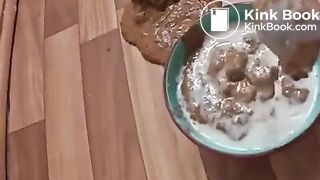 Hot girl making shit cereal