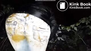 Wetting mess and scat smearing in the dark woods..