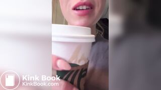 Hot blonde pooping in tupperware