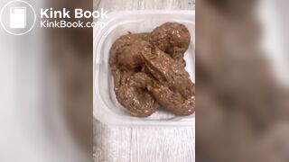 Hot blonde pooping in tupperware