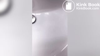 Hot blonde pooping in tupperware