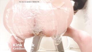 Cute girl poops in saran wrap Extra