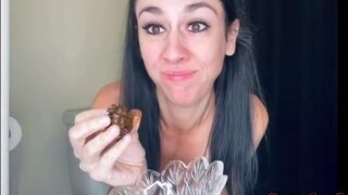 Stupid skinny bitch shits eats her shit and pukes