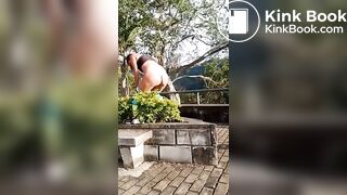 Naughty girl poops in the park..