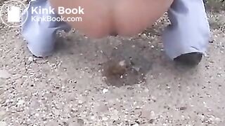 4 girls take turns pooping outdoors..