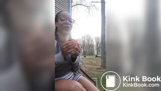 Messy load in striped shorts