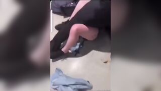 Woman poops during a fight