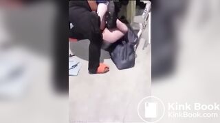 Woman poops during a fight