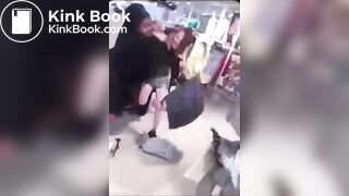 Woman poops during a fight