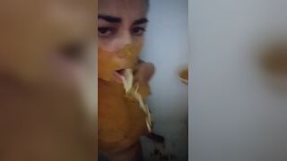 Dirty scat latina covered shit