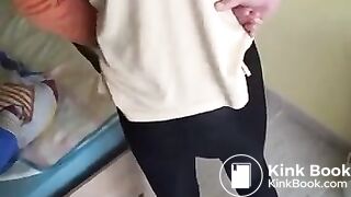 Sick girl upset tummy diaper mess..