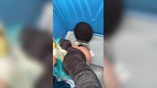 Beauty shits in porta potty