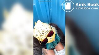 Beauty shits in porta potty