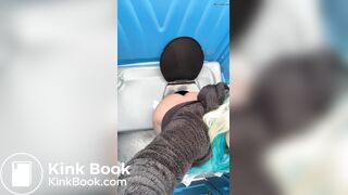 Beauty shits in porta potty