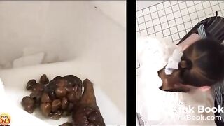 Japanese women poop hard in the toilet