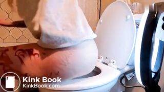 Toilet poo and wipe with her undies..