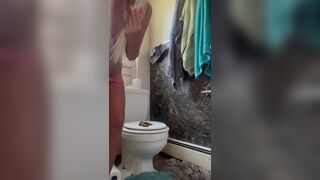 blonde girl shitting and taste her shit