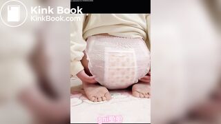 Chinese girl messes and sits in diaper