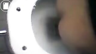 Girl pooping on public toilet - video 8