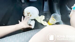 Hot girl shitting in car - video 2