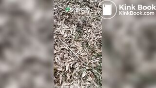 Womsn pooping outside public in nature