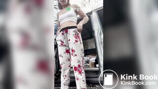 Womsn pooping outside public in nature