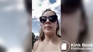 Womsn pooping outside public in nature