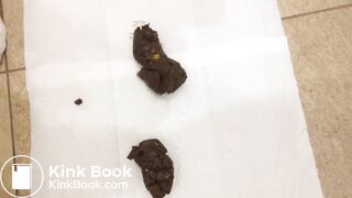 Panties down to push out sticky logs