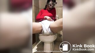 CWD shits in diaper in bathroom and shows it.