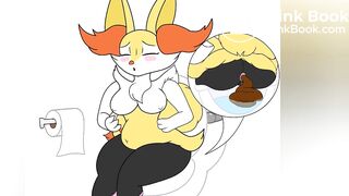 Braixen using the bathroom