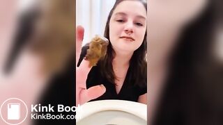 Having fun with a toilet poo..