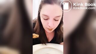 Having fun with a toilet poo..