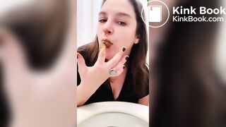 Having fun with a toilet poo..