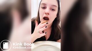 Having fun with a toilet poo..