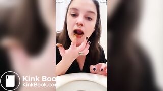 Having fun with a toilet poo..