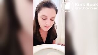 Having fun with a toilet poo..