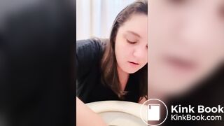 Having fun with a toilet poo..