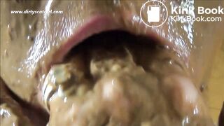 close up shitting, pissing, scat smear and tasting