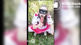 Cooked shit eating in the forest