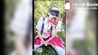 Cooked shit eating in the forest