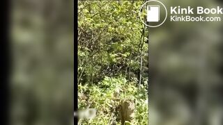 Cooked shit eating in the forest