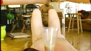 brench blonde releases her enema into her slave's mouth